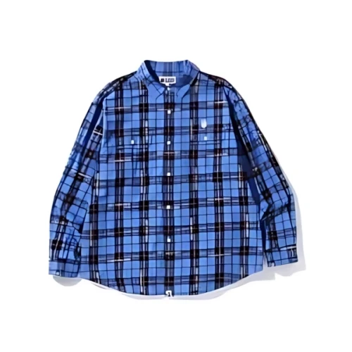 A BATHING APE BAPE LOGO CHECK LOOSE FIT SHIRT