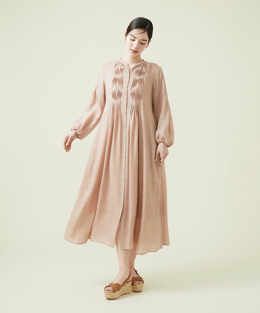 Sybilla シルクリネンピンタックドレス