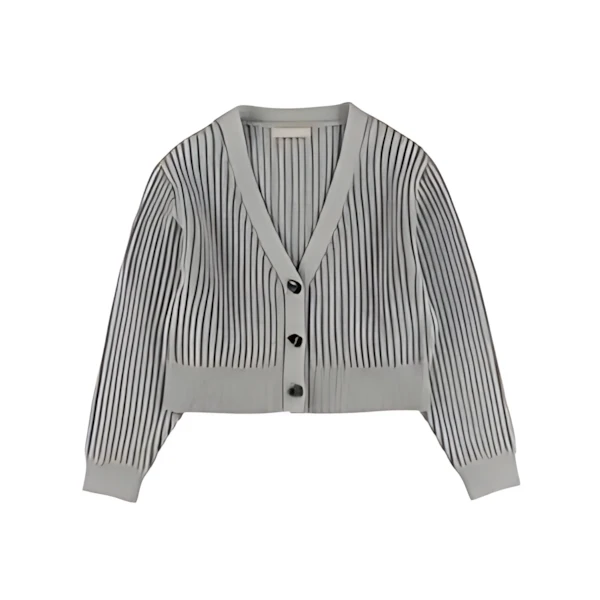 ALEXIA STAM V Neck Rib Knit Cardigan