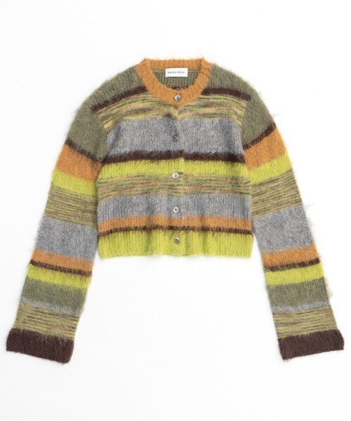 MAISON SPECIAL Multi Border Short Length Knit Cardigan
