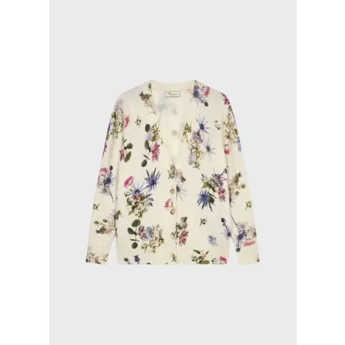 Blumarine Cárdigan de lana con estampado de ramos y bordado