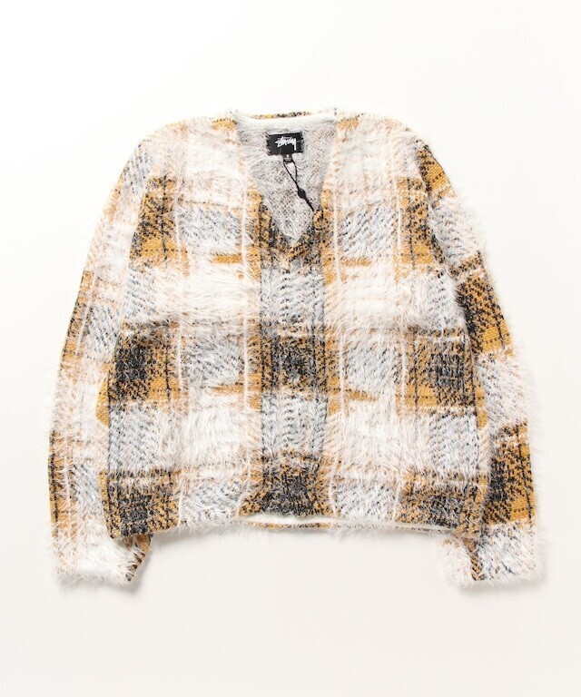 STUSSY HAIRY PLAID CARDIGAN