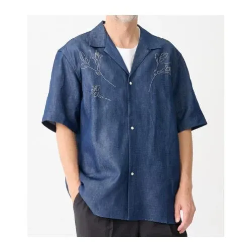 TANAKA 別注THE SS SHIRT INDIGO LINEN EMBROIDERY