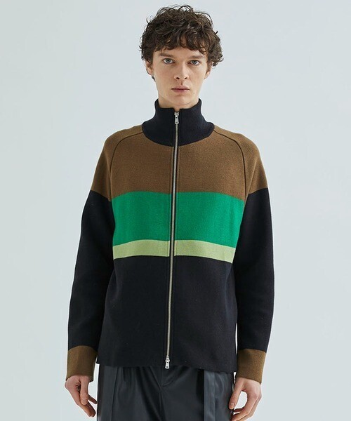 LiNoH WOOL×COTTON MULTI BORDER BLOUSON