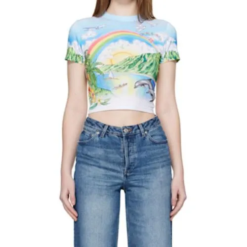CASABLANCA Aloha Printed Cropped Baby T-Shirt