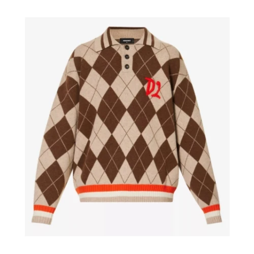 DSQUARED2 Argyle-pattern wool-blend jumper