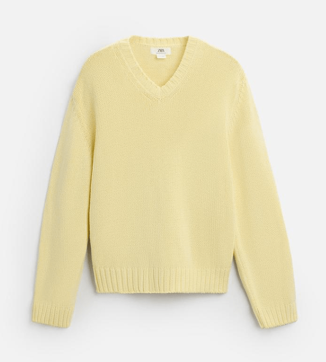 ZARA テクスチャー入り生地Vネックセーター