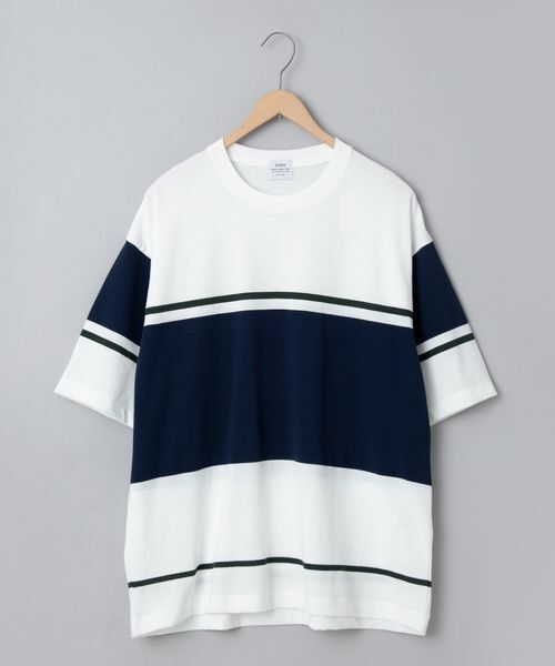 coen ジャガードメッシュ切替えTシャツ