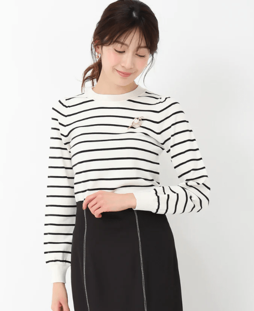 MISCHMASCH ブローチ付きラメバリエーションニット