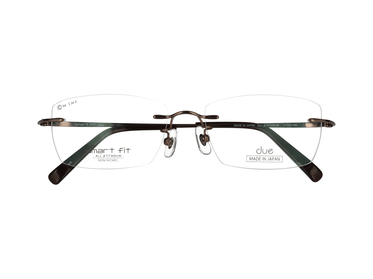 メガネのアイガン smart fit due SF due 1001 Col.2【ブラウン】玉形:C レンズ幅54mm/レンズ縦34.5mm
