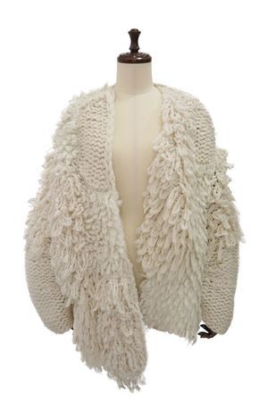 LEINWANDE Patchwork Hand-knitted Cardigan / White