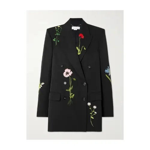 Stella McCartney Oversized double-breasted embroidered wool-twill blazer