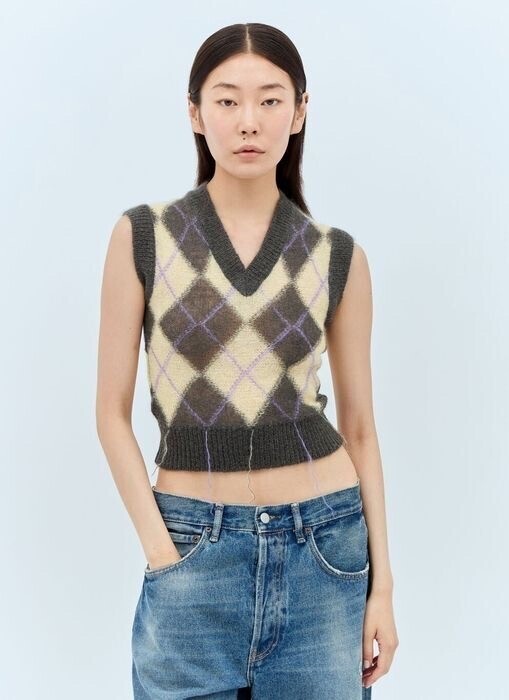 MARNI アーガイルジレ グレー ベスト
