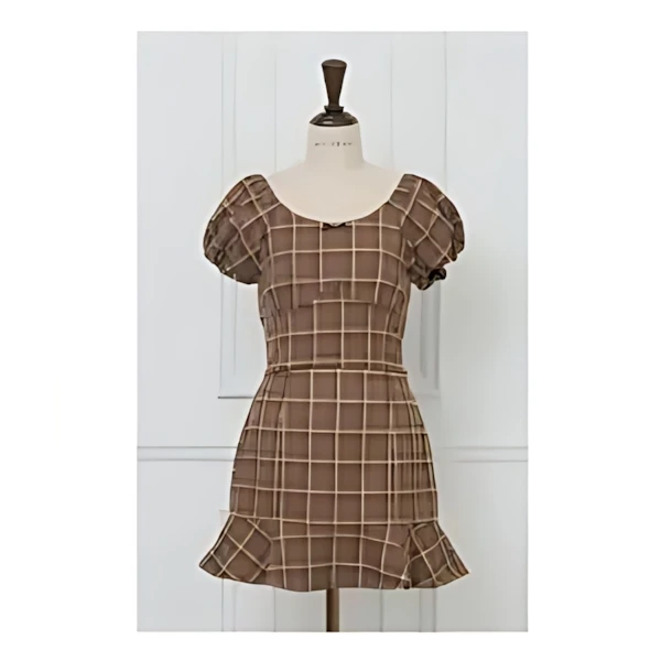 MISTREASS Checkered Mini Puff Top & Mini Skirt