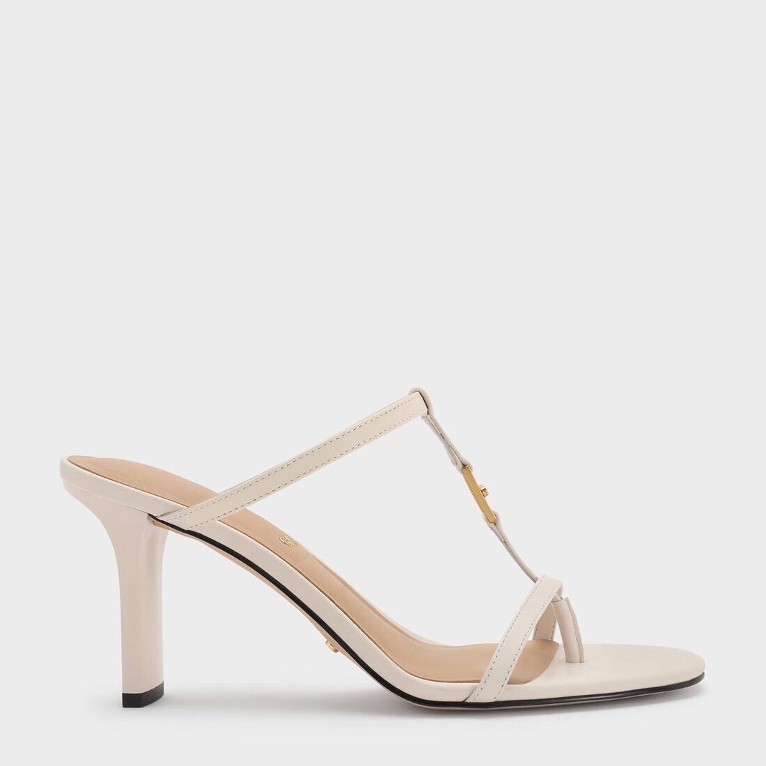 CHARLES & KEITH レザー Tバー ヒールミュール （Chalk）