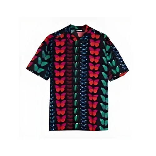 PLEASURES Butterfly Short Sleeve Button Up