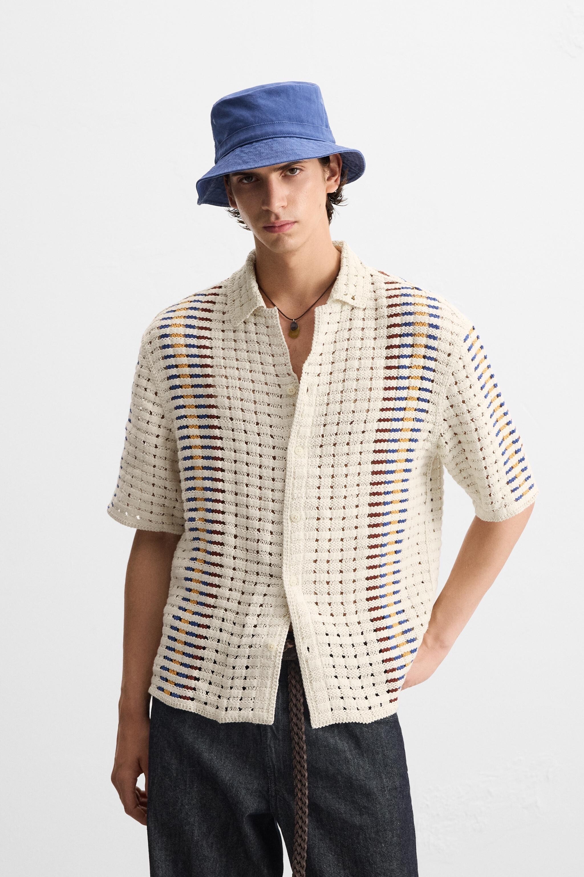ZARA 크로셰 스트라이프 셔츠
