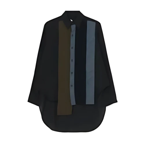 Ground Y VARIOUS MATERIAL COMBINATION ASYMMETRY SLIM SHIRT