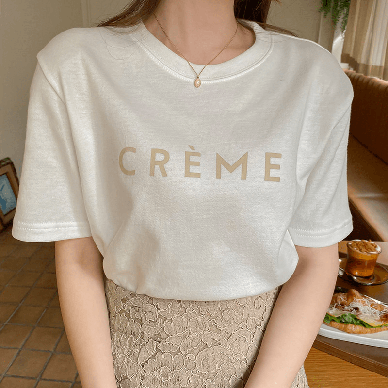 ATTRANGS「アットランス」 【即日発送可能】 ts2398 CREMEレタリング半袖Tシャツ