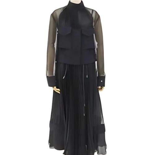 sacai シフォンプリーツ ドッキング ワンピース