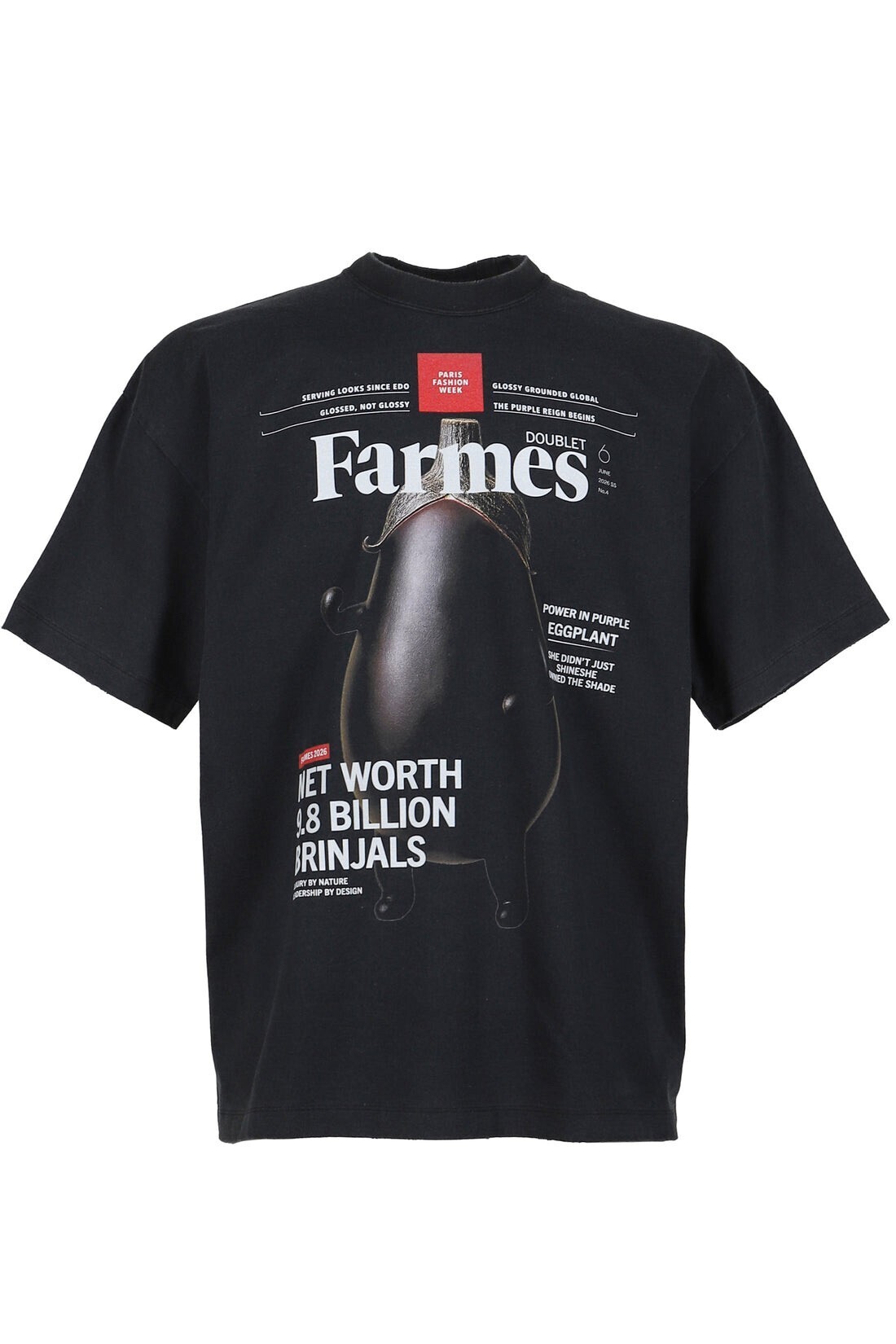 doublet FARMES MAGAZINE COVER T-SHIRT / BLK
