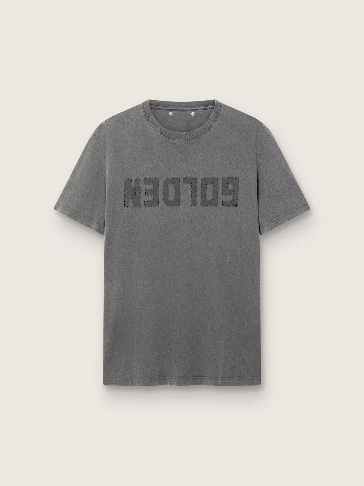 Golden Goose メンズ チャコールグレー Tシャツ ユーズド加工