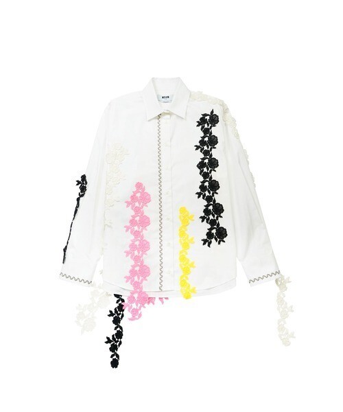MSGM クライミングROSE マルチレースポプリンシャツ