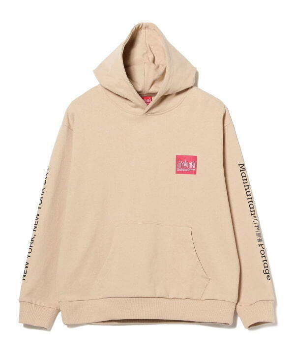 B:MING by BEAMS Manhattan Portage / 袖ロゴ プリント プルオーバーパーカー