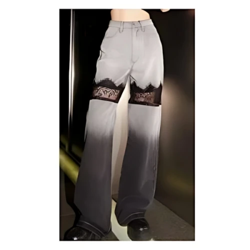 Darich スカラップレースデニムロングパンツ