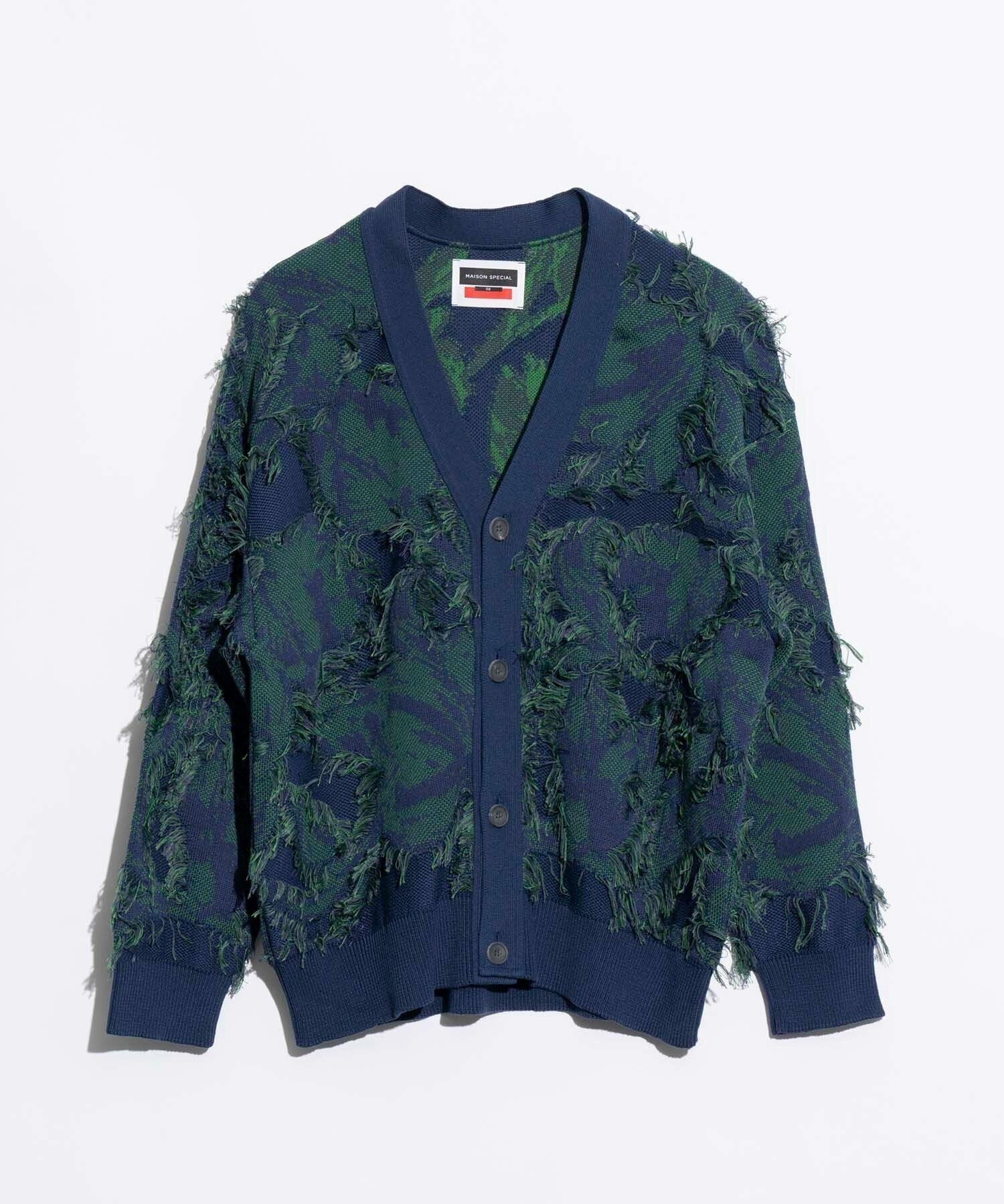 MAISON SPECIAL Grunge Leaf Jacquard Prime-Over Knit Cardigan
