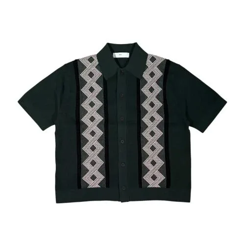 TOGA VIRILIS STRIPE KNIT POLO SHIRT
