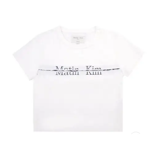 Matin Kim LOGO CUTTED CROP TOP WHITE