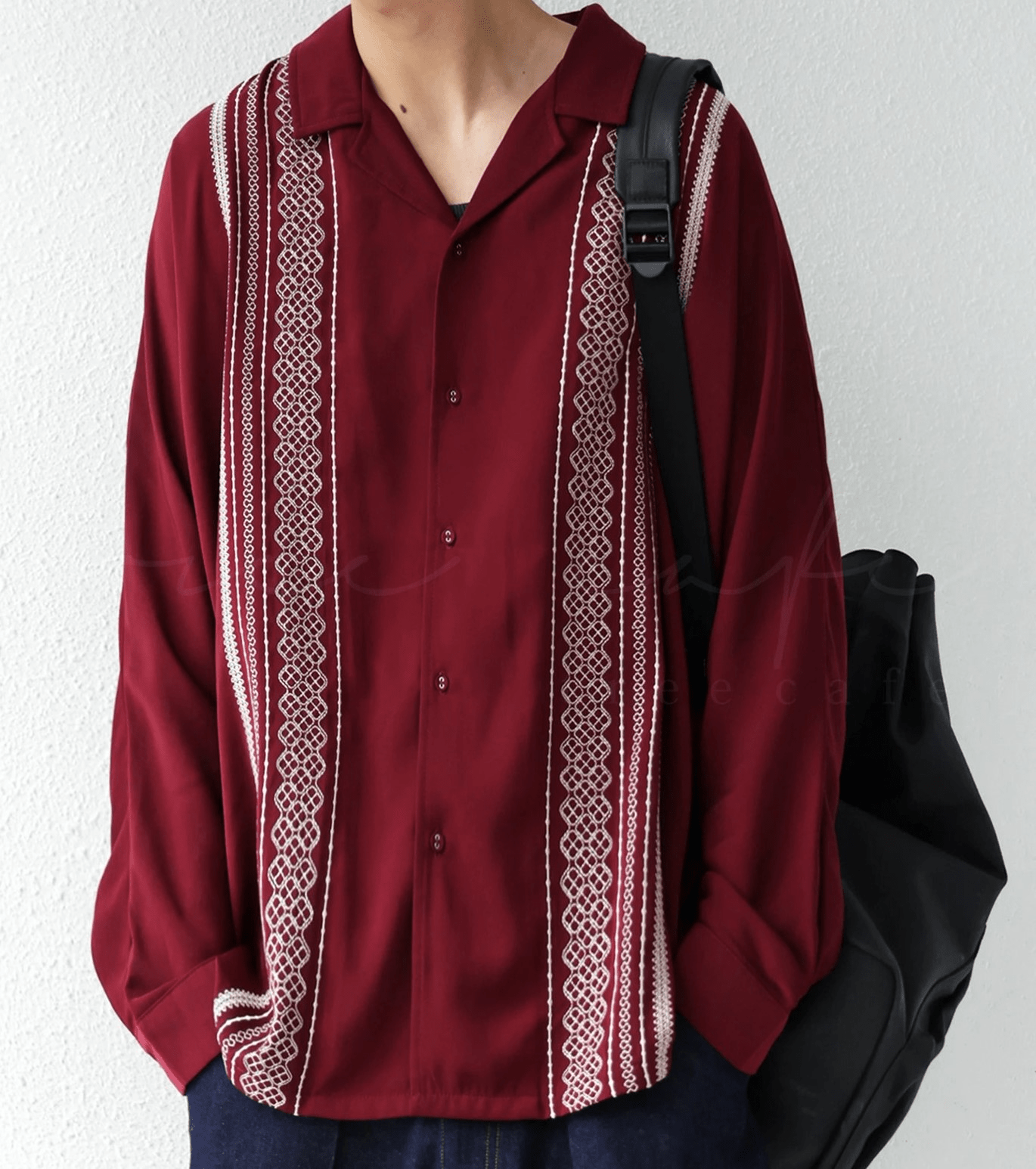 antiqua 刺繍シャツ シャツ メンズ トップス 長袖 開襟 ・bsy-0011