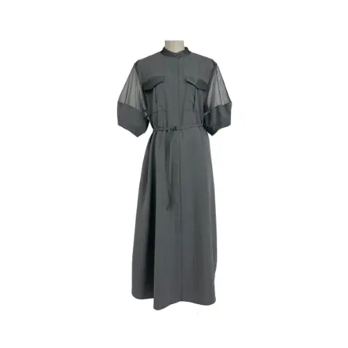MIDDLA PIN STRIPE SLEEVE MILITARY SHIRTDRESS
