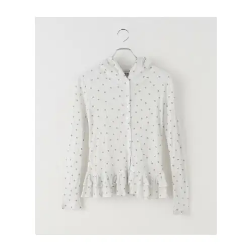 U by SPICK&SPAN  DOT FRILL SHEER HOOD CARDIGAN