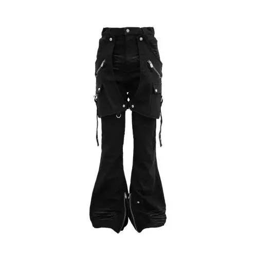 Rosen Kreuz SIDE BELT DOCKING FLARE PANTS
