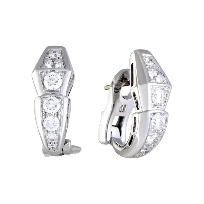 BVLGARI Serpenti Small Full Diamond Huggie Earrings