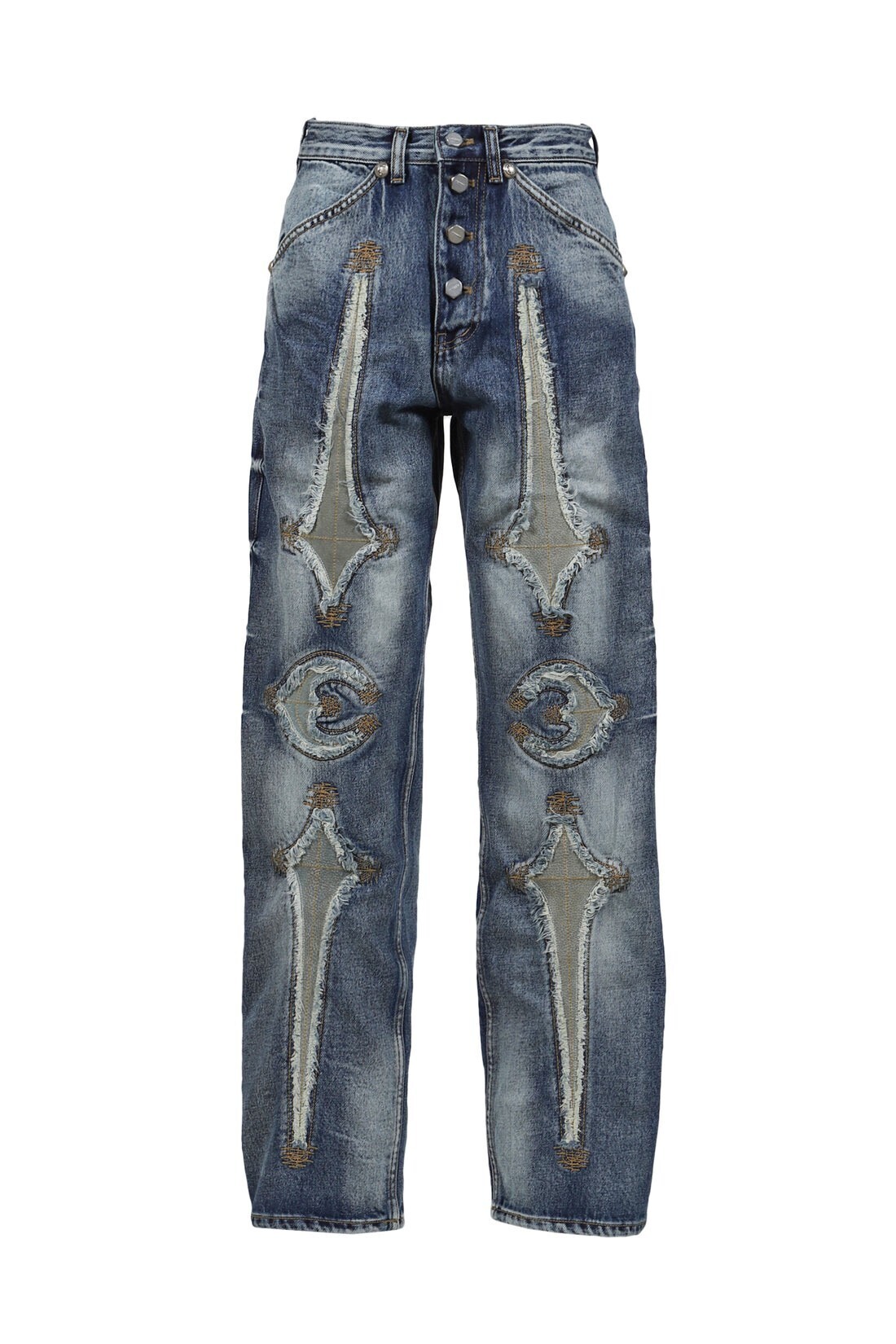 Thug Club TC BONE LEATHER DENIM PANTS / BLU