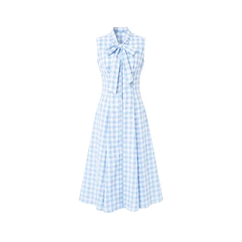 Rosé Muse Gingham check ribbon dress