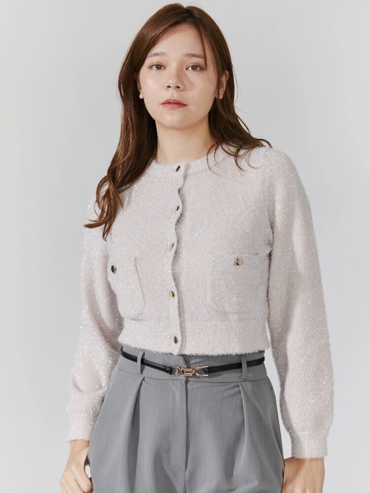 TONAL ラメニットショートカーデ
