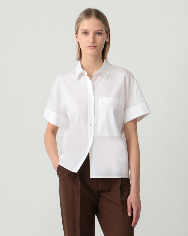 Theory Cotton Shirting Short Sleeve Cuff Shirt