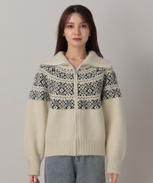 FOREVER21 ジャガードノルディックダブルジップニット