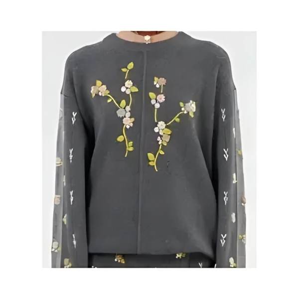 YANYAN Daisy "YY" Easy Crew Pullover in Charcoal Lambswool