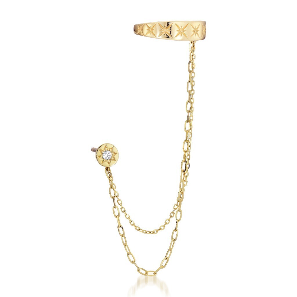 STAR JEWELRY K10 ピアス＆イヤーカフ CHAIN PIERCED EARRING & EAR CUFF(片耳用)