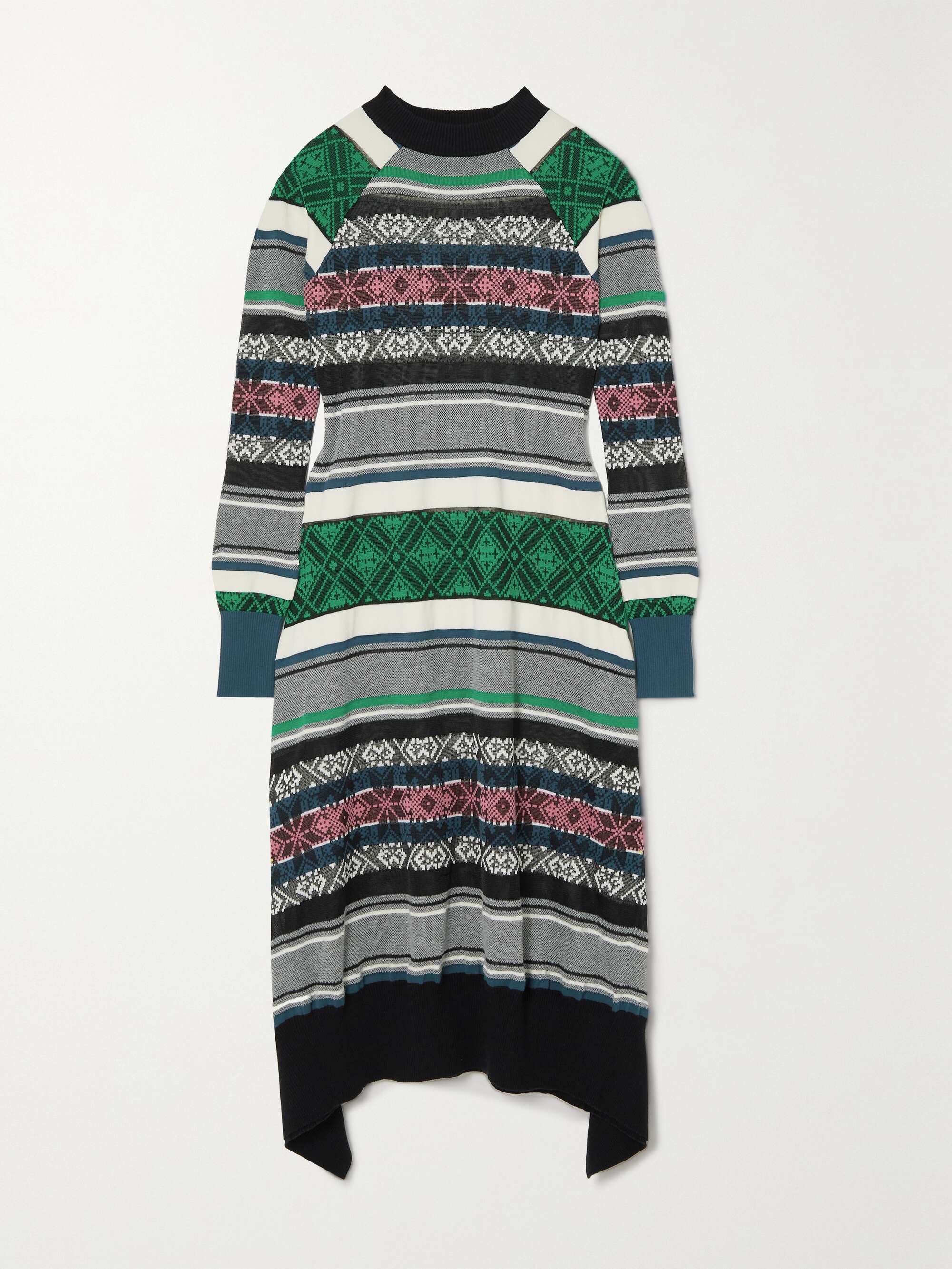 SACAI Jacquard-knit cotton-blend midi dress