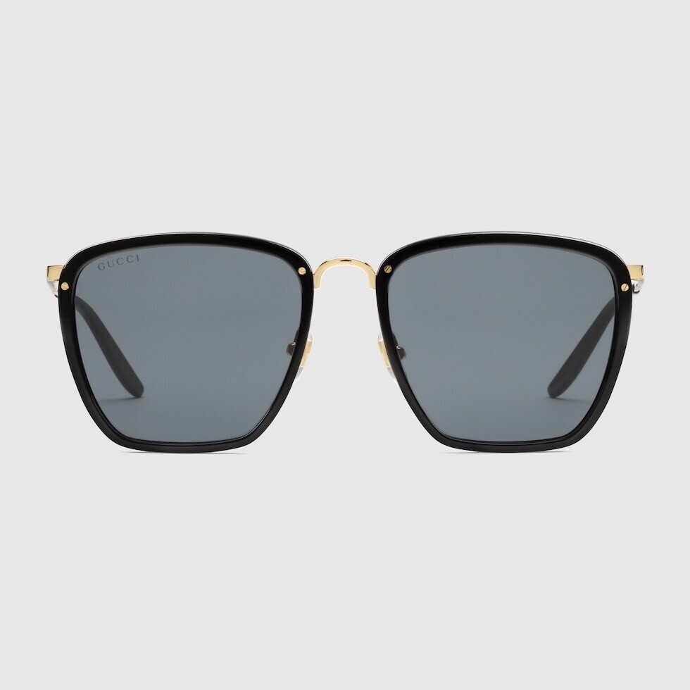 GUCCI スクエア アセテート＆メタル サングラス
