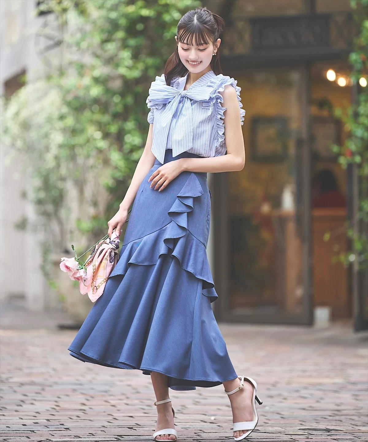 Swingle アシンメトリーラッフルフリルスカート