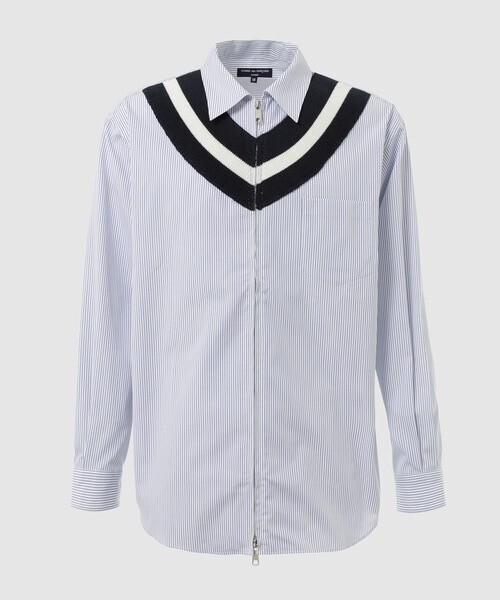 COMME des GARCONS HOMME 二ット切替 ストライプ シャツ