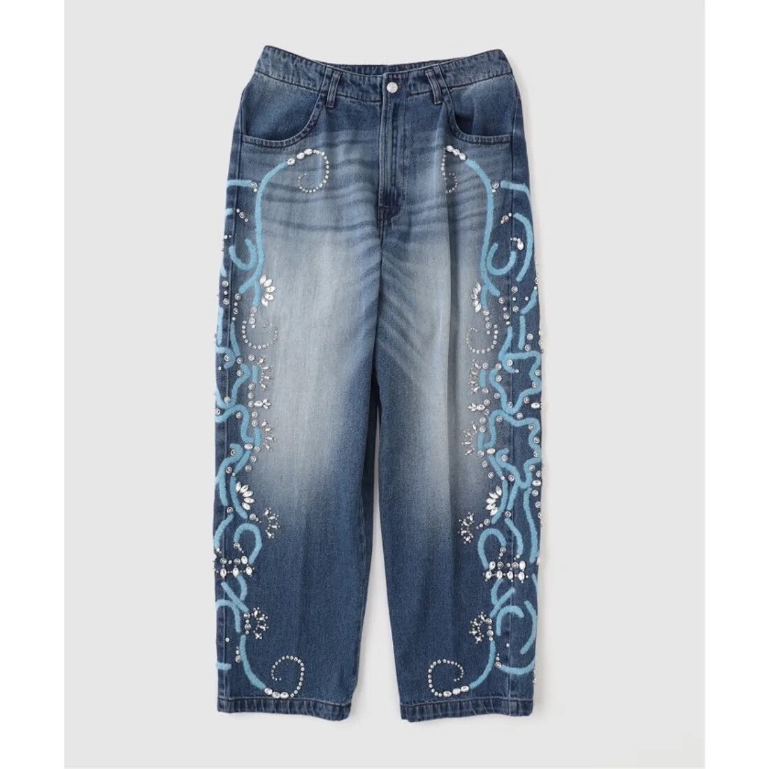BLUEMARBLE Baggy embroidered denim （ブルー）