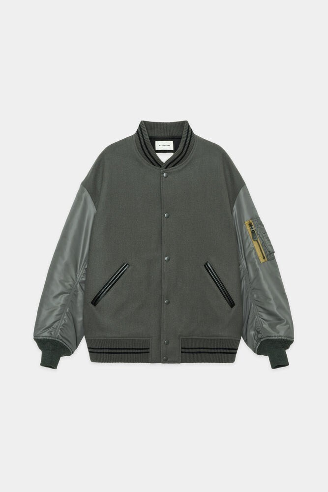 MARKAWARE ORGANIC WOOL MELTON VARSITY JACKET